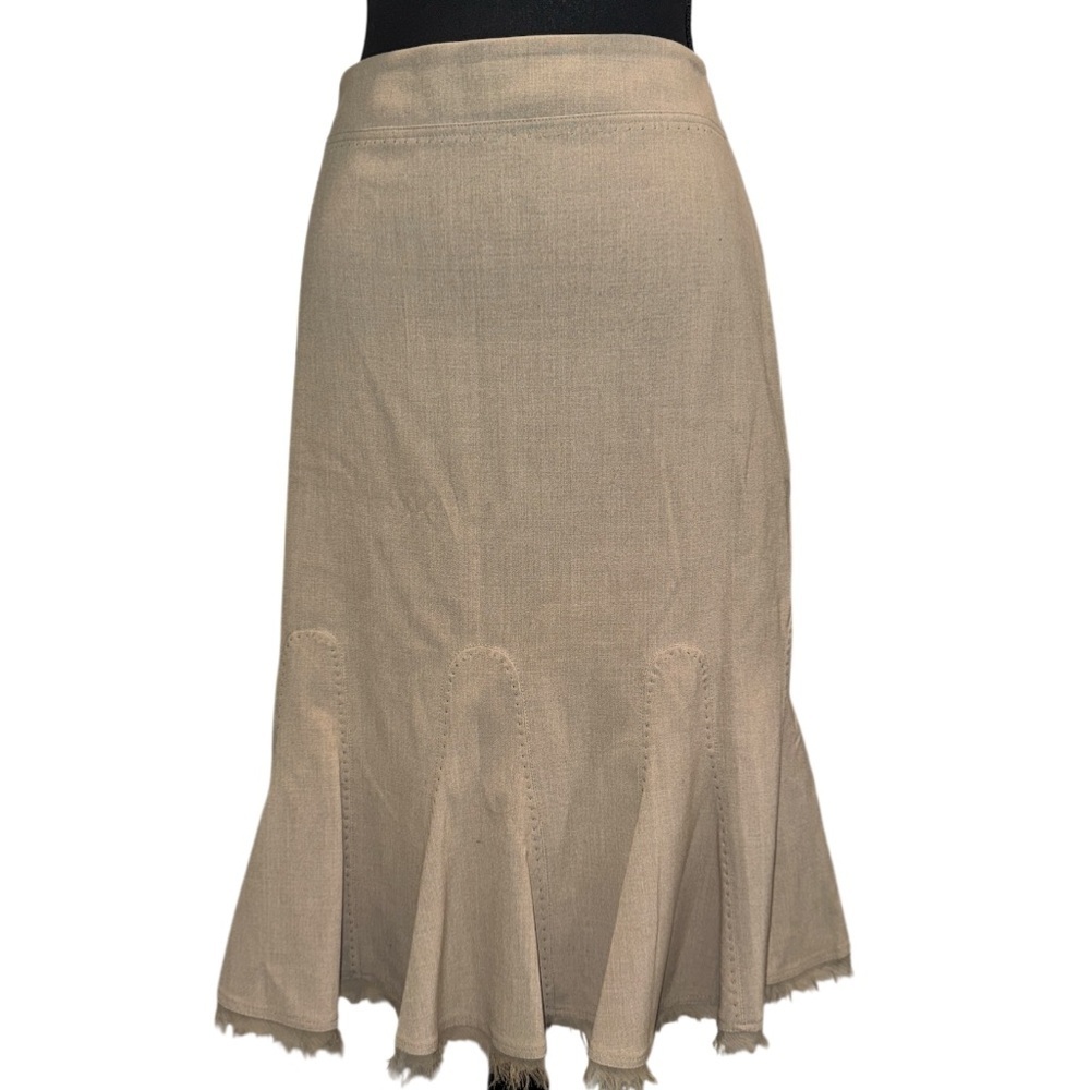🔵 Tahari Beige Midi Skirt Size 8